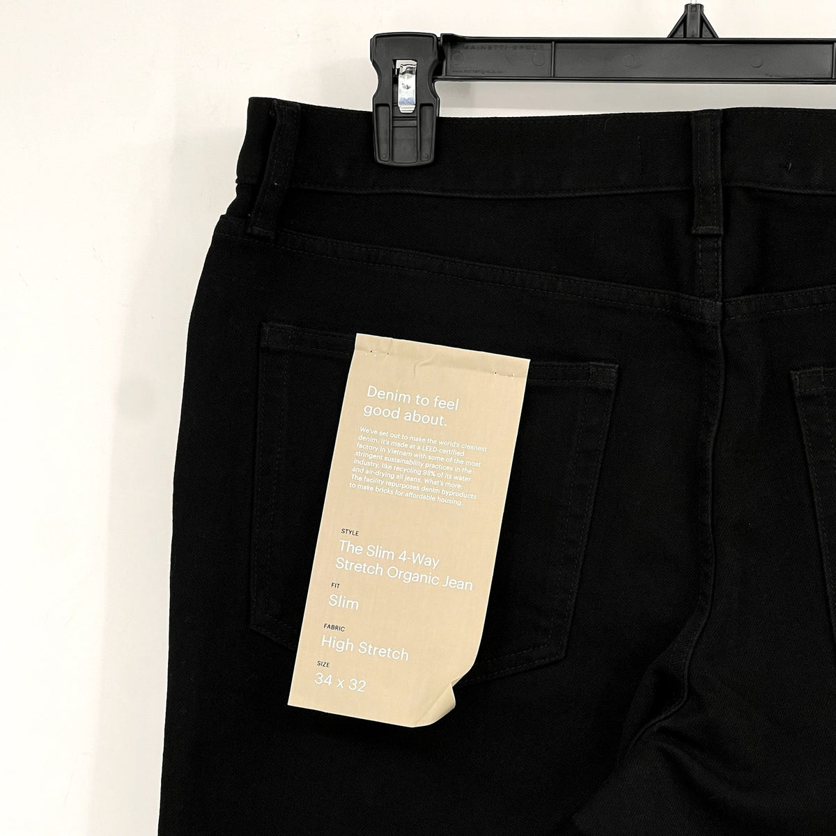 EVERLANE Uniform Men's Slim Jeans 34x32 Black 4-Way Stretch Organic NWT