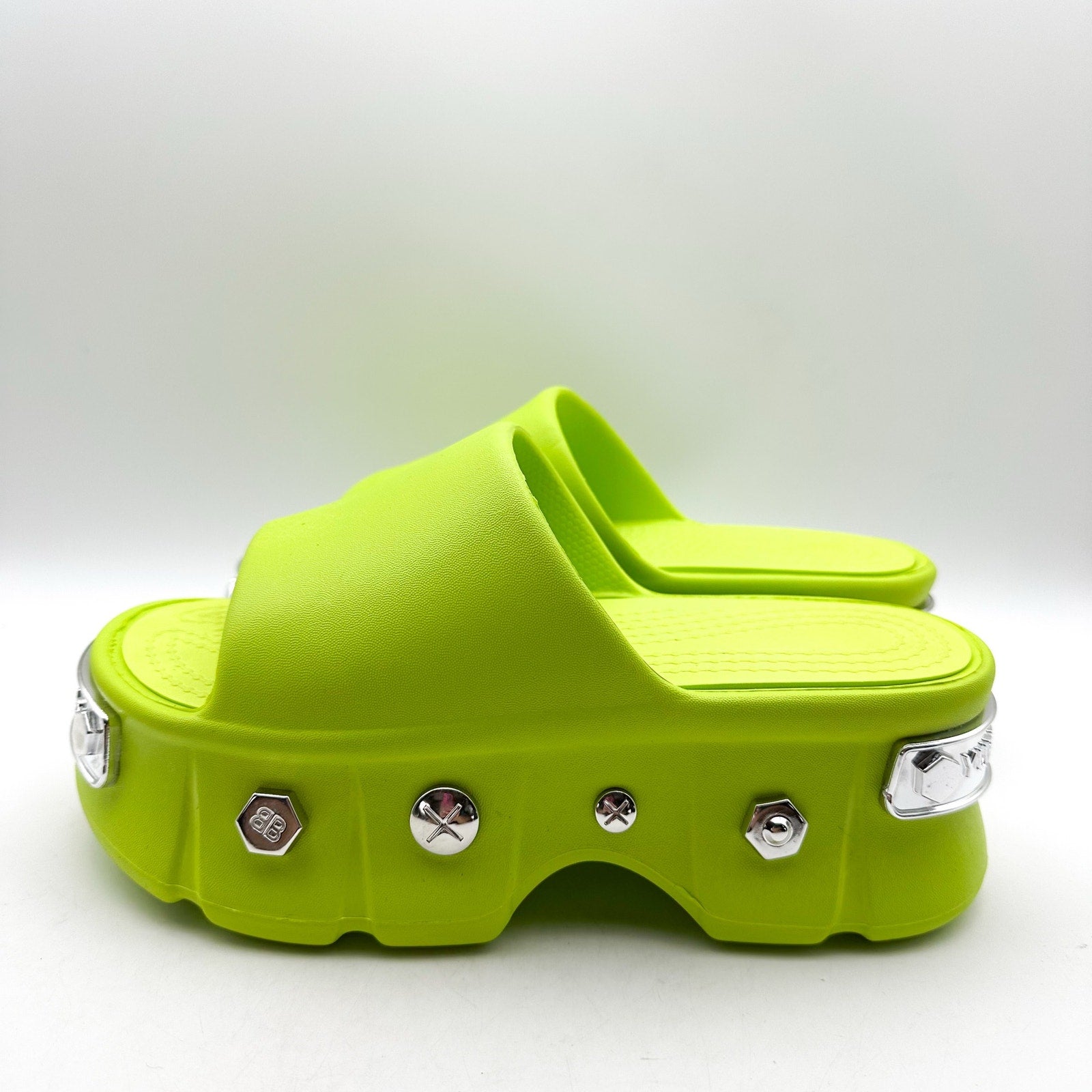 YURTKUMAS Womens Chunky Platform Slide Sandals Size 9 EU 39-40 Lime Green NWOB