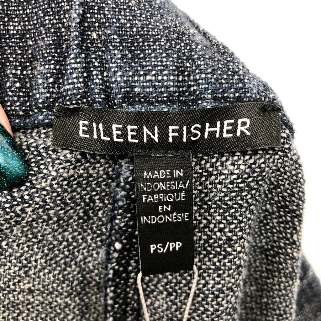 EILEEN FISHER Women's Tweedy Hemp Wide Leg Pants Small Petite Blue Denim NWT
