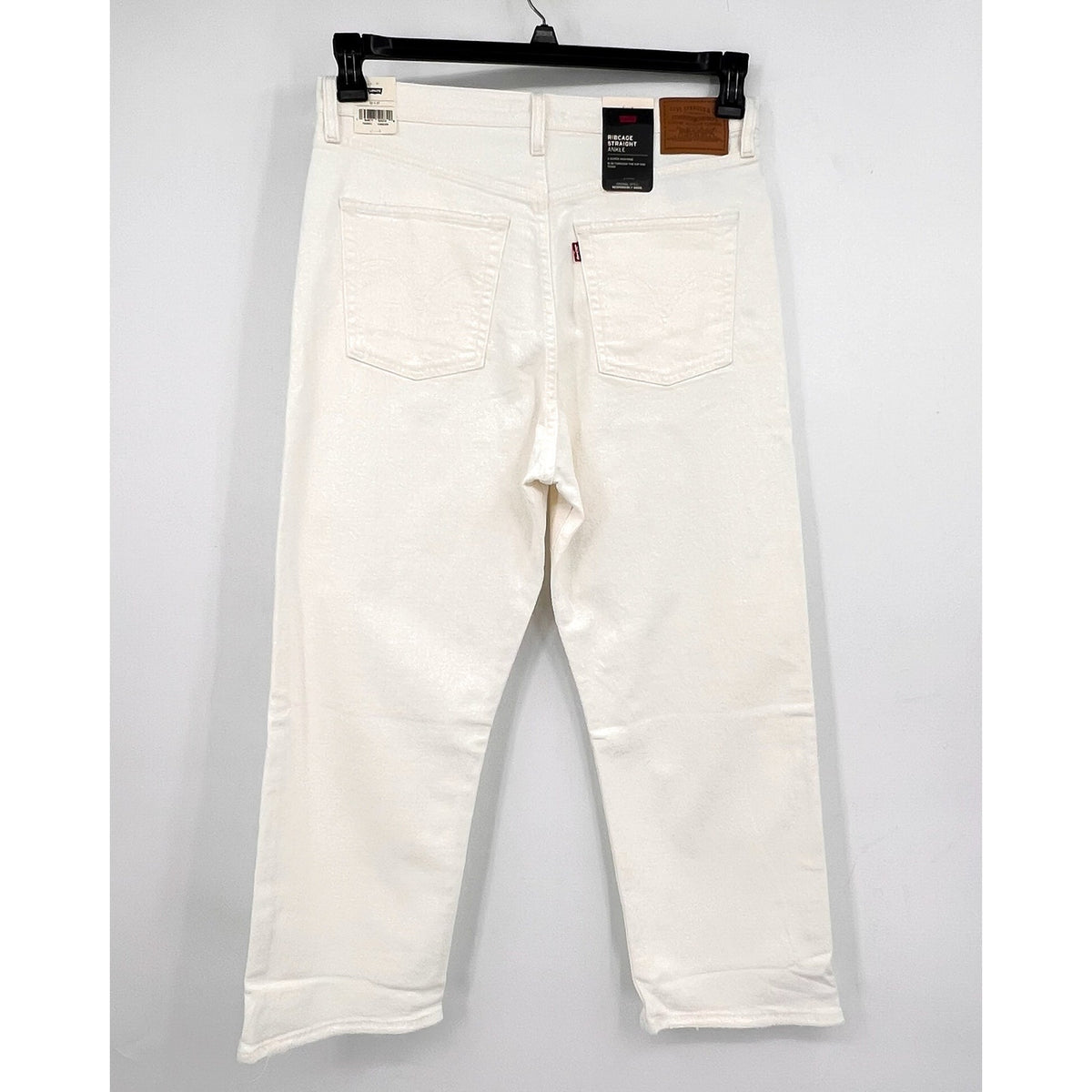 LEVI'S Womens Ribcage Straight Ankle Jeans 32x27 US 14 Cloud White 726930076 NWT
