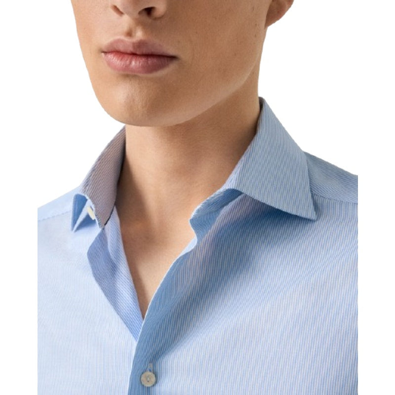 ETON Men's Slim Fit Poplin Thin Stripe Dress Shirt Size 39/15.5 Blue White NWOT