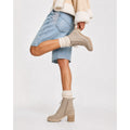 Dolce Vita Womens Combat Boots Size 9 Tan Canvas Stacked Heel NWOB