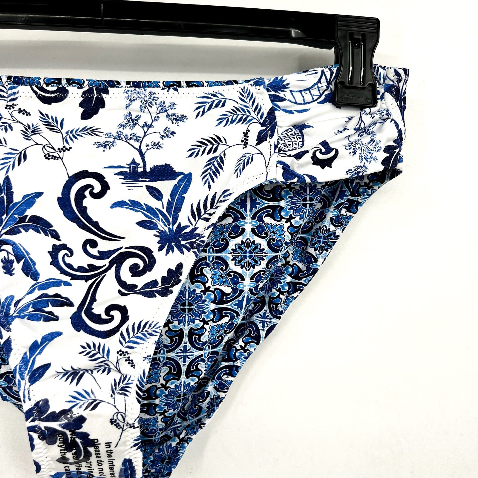 TOMMY BAHAMA Terrazzo Tile Reversible Hipster Bikini Bottom Large Blue Print NWT