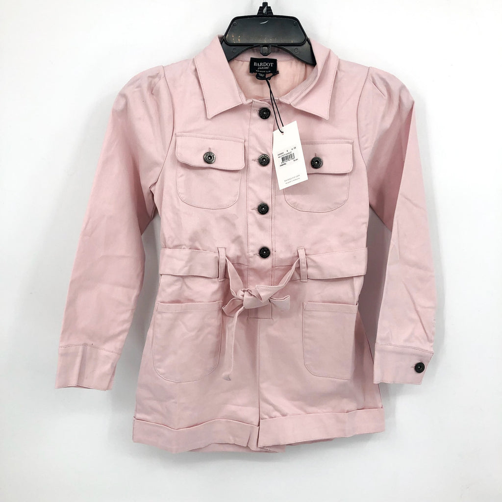 BARDOT JUNIOR Girls Rae Utility Romper Size 14 Blush Pink Short Sleeve Belt NWT