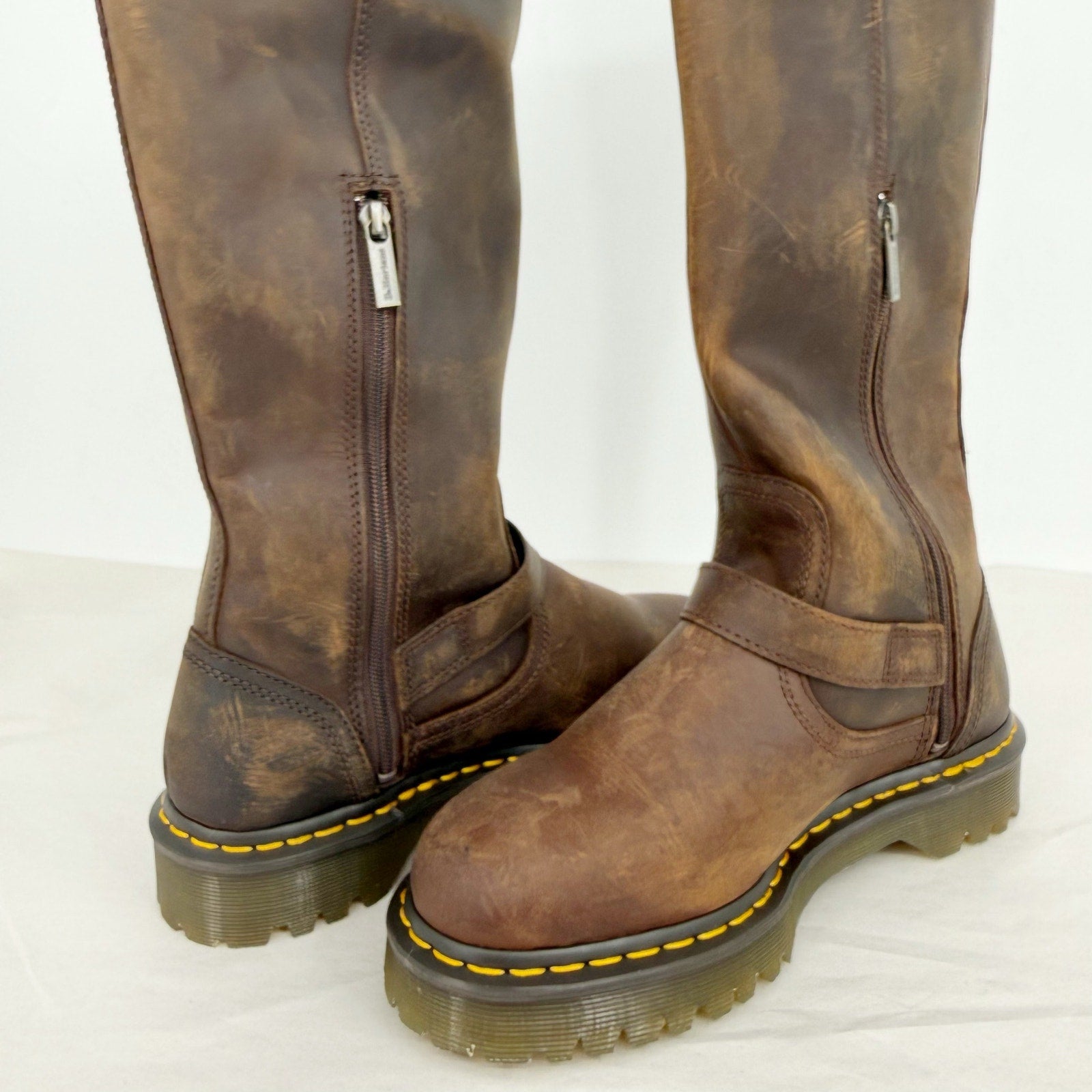 Dr. Martens Womens Anistone Knee High Boots EU 42 US 10 Dark Brown Leather NWOB