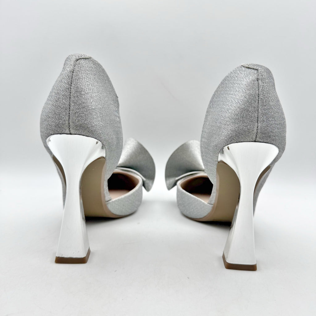Blue by Betsey Johnson Womens Nobble High Heels Size 8 M Silver Bow NWOB