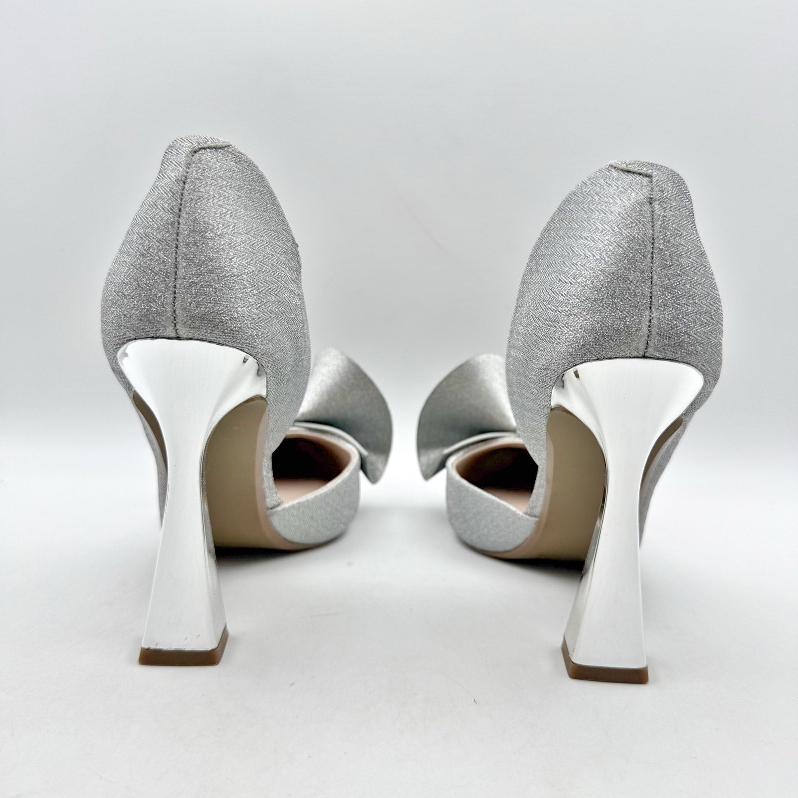 Blue by Betsey Johnson Womens Nobble High Heels Size 8 M Silver Bow NWOB