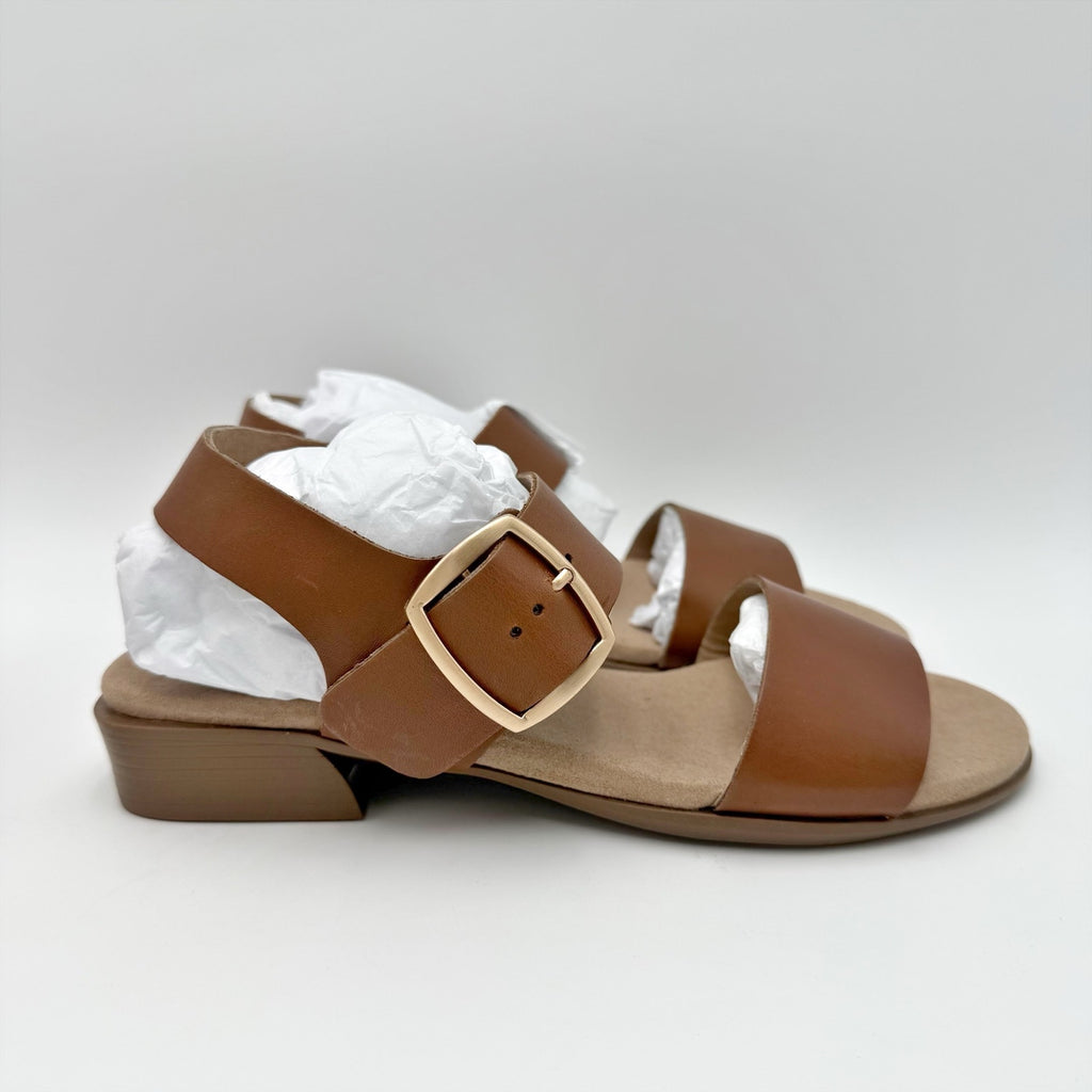 Munro Womens Cleo Double Strap Sandals Size 6.5 M Saddle Brown Leather NIB