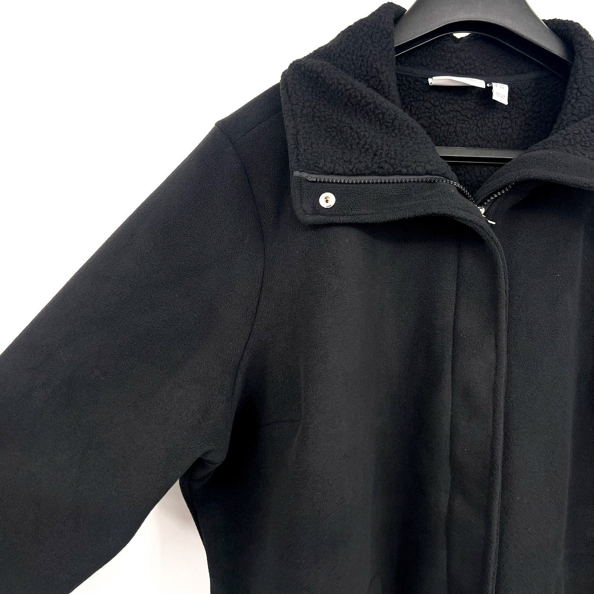 DENIM & CO. Women's Fleece Bonded Sherpa Jacket 2X Black NWOT