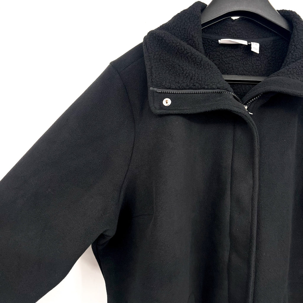 DENIM & CO. Women's Fleece Bonded Sherpa Jacket 2X Black NWOT