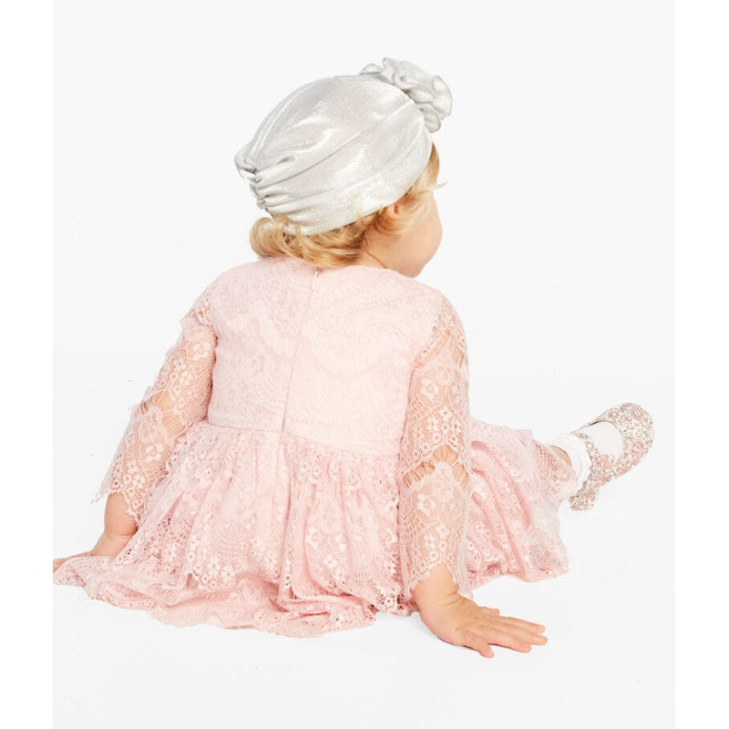 BARDOT Baby Girl Gertrude Lace Dress 12-18 Months Pink Long Sleeve NWT