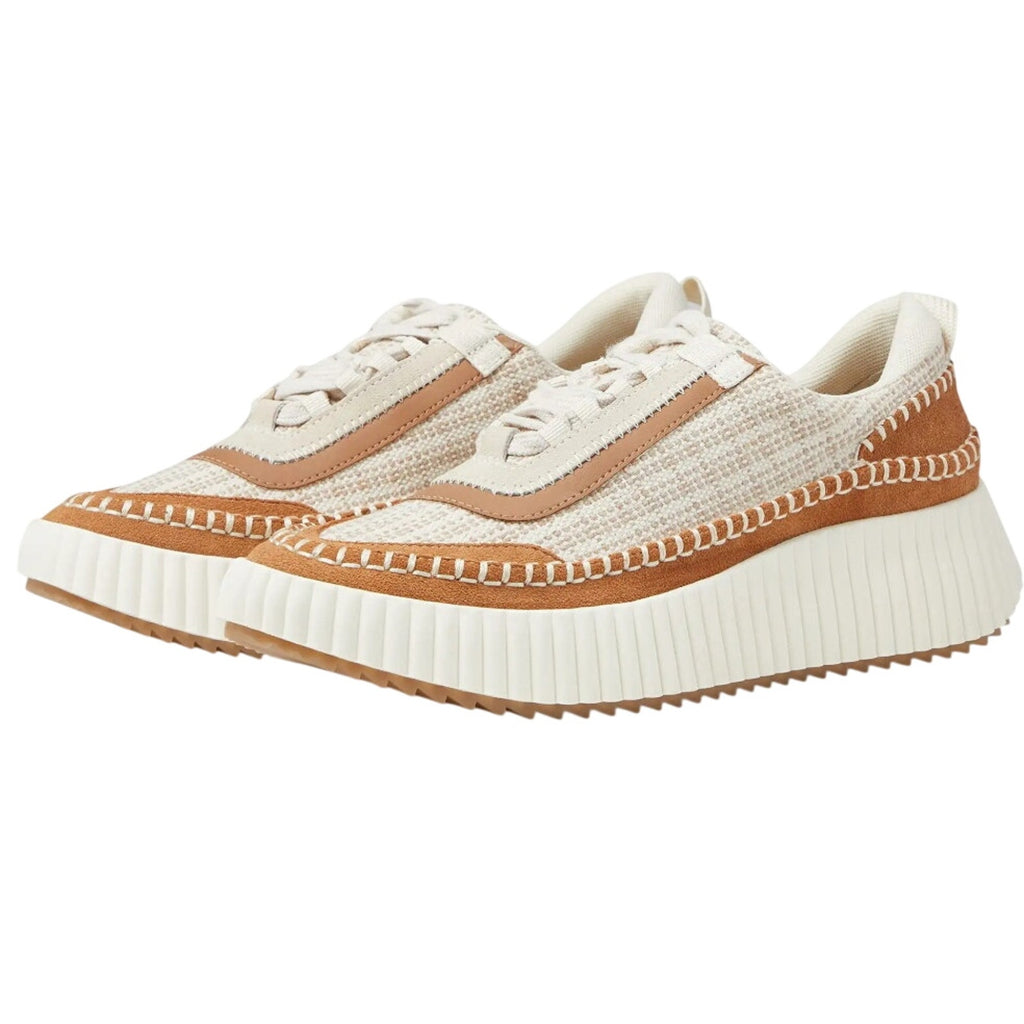 Dolce Vita Womens Dolen Sneakers US 8 Ivory Tan Leather Lace-Up Closure NIB