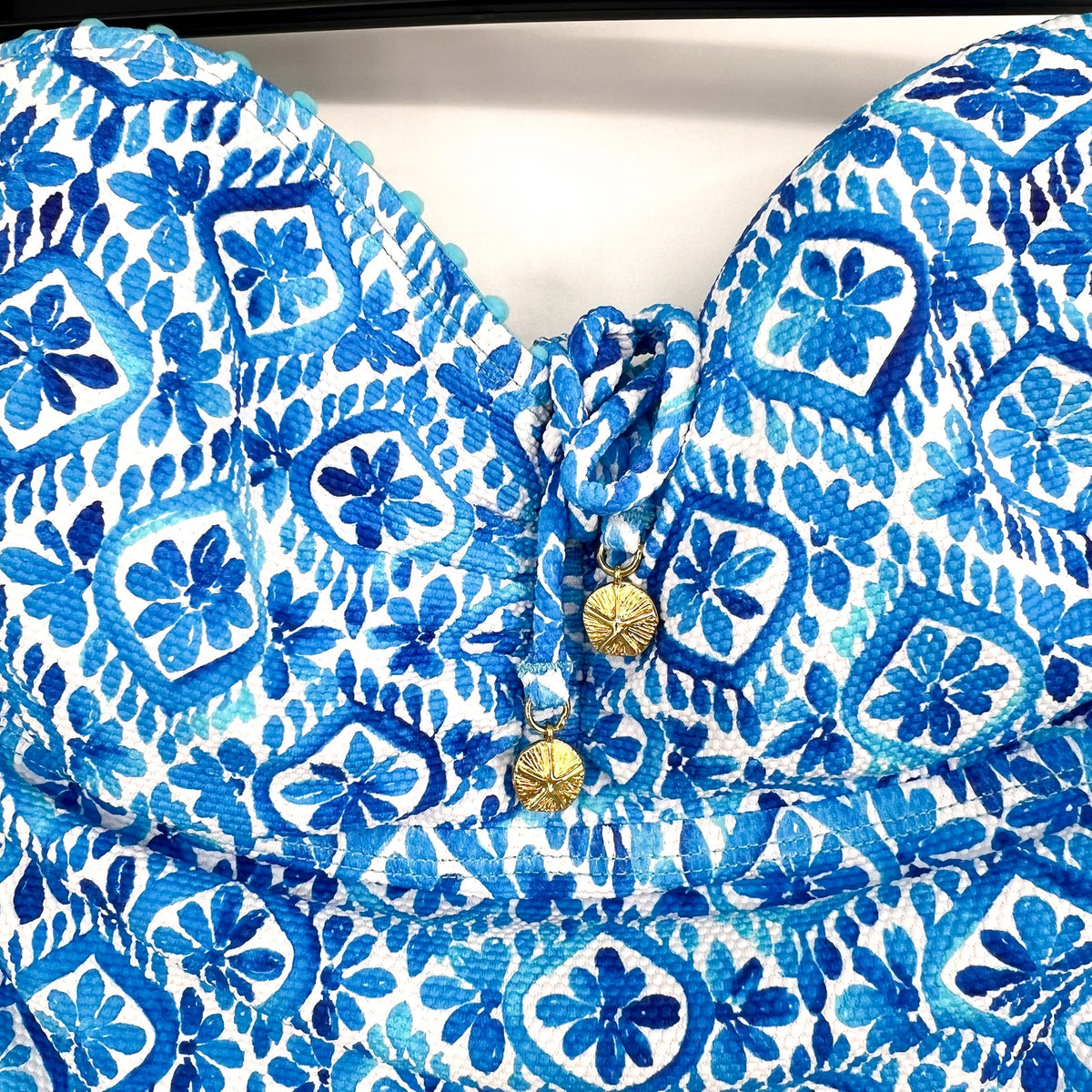 TOMMY BAHAMA Shell Beach Bandini Top Bikini Bottom Medium Blue Island Cays NWT