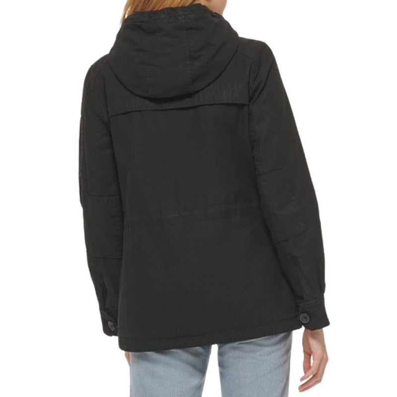 LEVI'S Women's Hooded Field Jacket XL Black Cotton Four Pocket NWT
