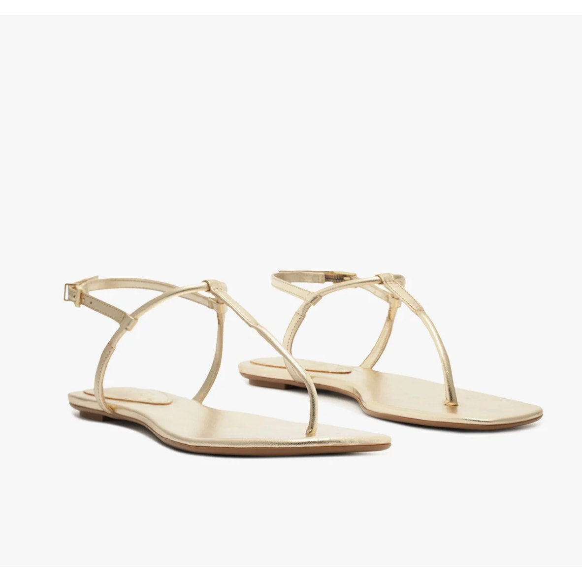 Schutz Womens Elsha Flat Sandals US 5 M Gold Leather NWOB