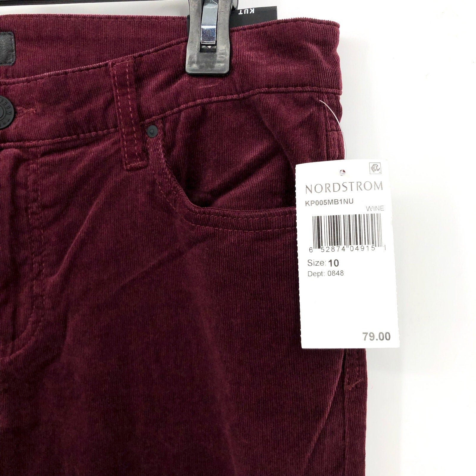 KUT FROM THE KLOTH Women's Karen Baby Boot Jeans Size 10 Red Wine Corduroy NWT
