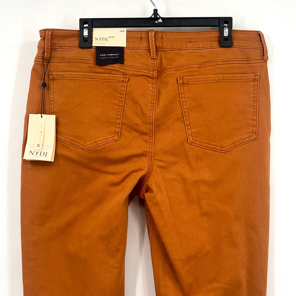 NYDJ Womens Margot Girlfriend Jeans Size 14 PETITE Rust Brown Straight Leg NWT