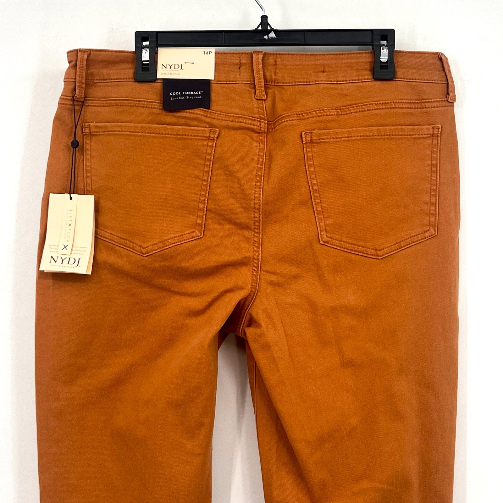 NYDJ Womens Margot Girlfriend Jeans Size 14 PETITE Rust Brown Straight Leg NWT