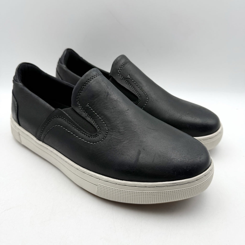 Propet Mens Kedrick Sneakers US 9.5 EEE Black White Leather Slip On NWOB