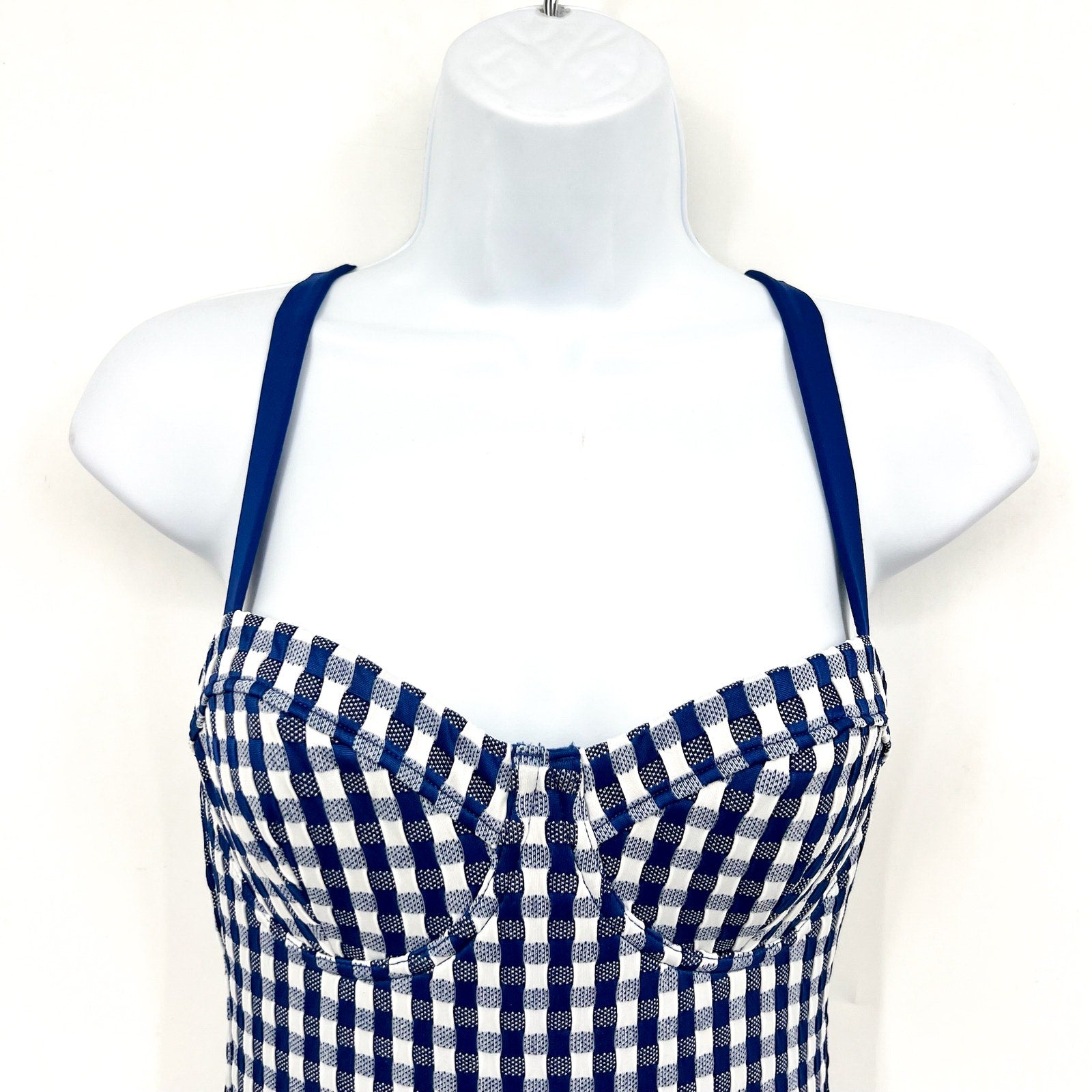 SEAFOLLY Bella Underwire One Piece Swimsuit US 10 Blue Gingham NWT