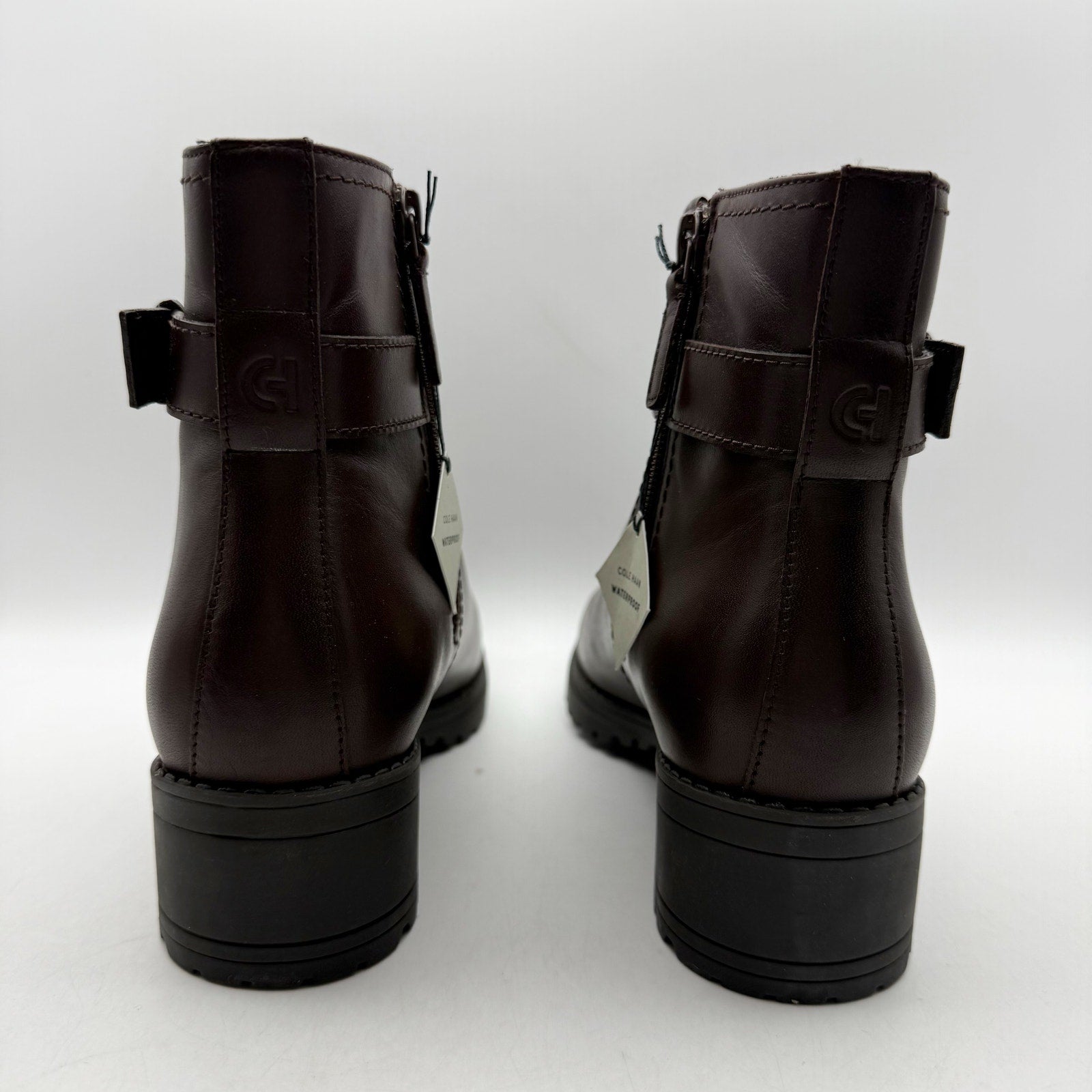 Cole Haan Womens Catherine Ankle Booties US 8 B Brown Leather Waterproof NIB