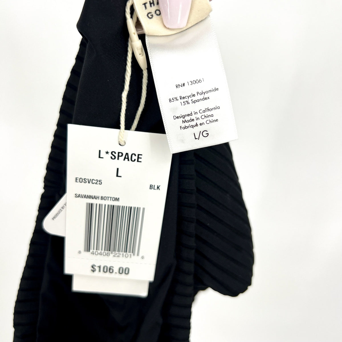 L*SPACE Women's Savannah Classic High Waist Bikini Bottoms Large Black NWT