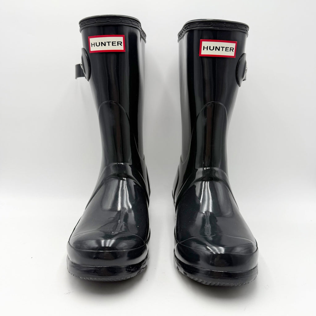 Hunter Womens Original Short Gloss Rain Mid Boot US 10 Grey Waterproof NWOB