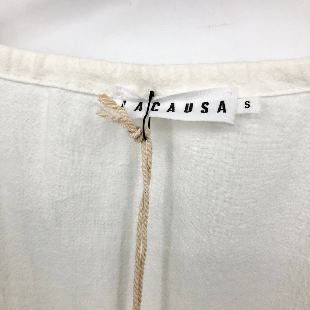 LACAUSA Women's Tate Tiered Midi Dress Small White Panna Cotta Long Sleeve NWT