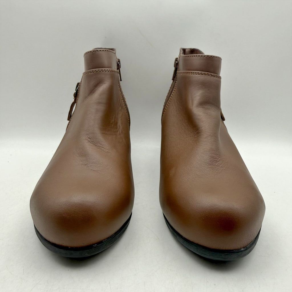 Rockport Womens Carly Alloy Toe Work Booties Size 8.5 Brown Leather NWOB