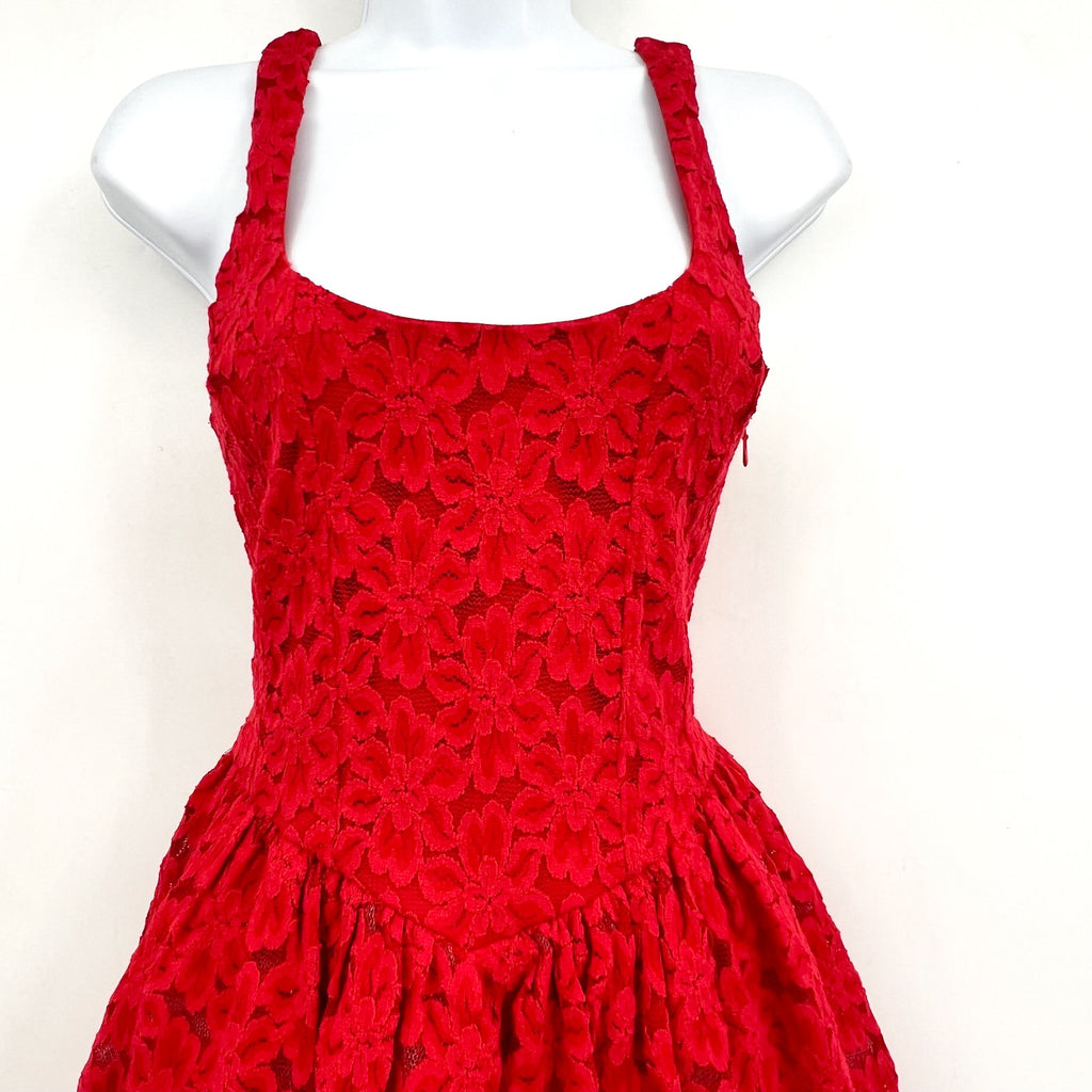 SHOW ME YOUR MUMU Ricci Lace Skort Dress Medium Radiant Red Sleeveless NWT