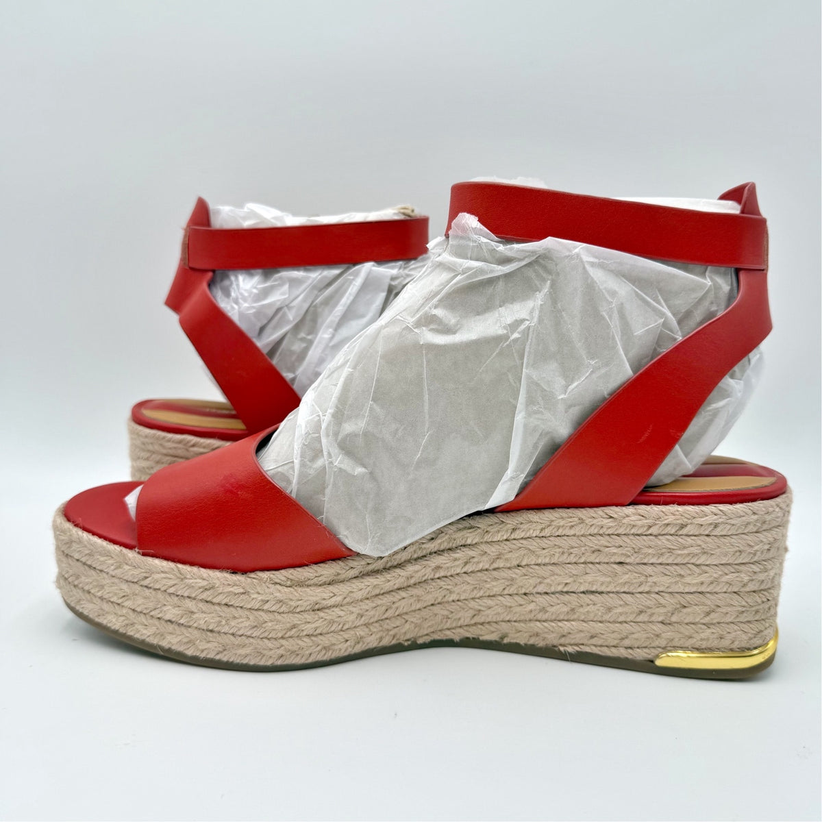 FRANCO Sarto Womens Tiffany Platform Espadrille Sandals Size 9 M Red Leather NIB