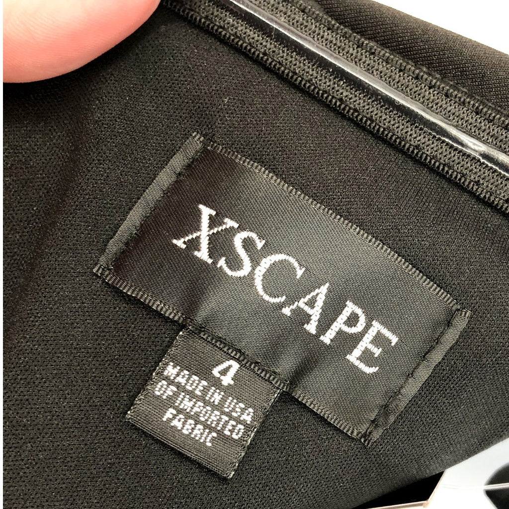 XSCAPE Women's Scuba Off The Shoulder Gown Size 4 Black Ruffle Crepe NWT