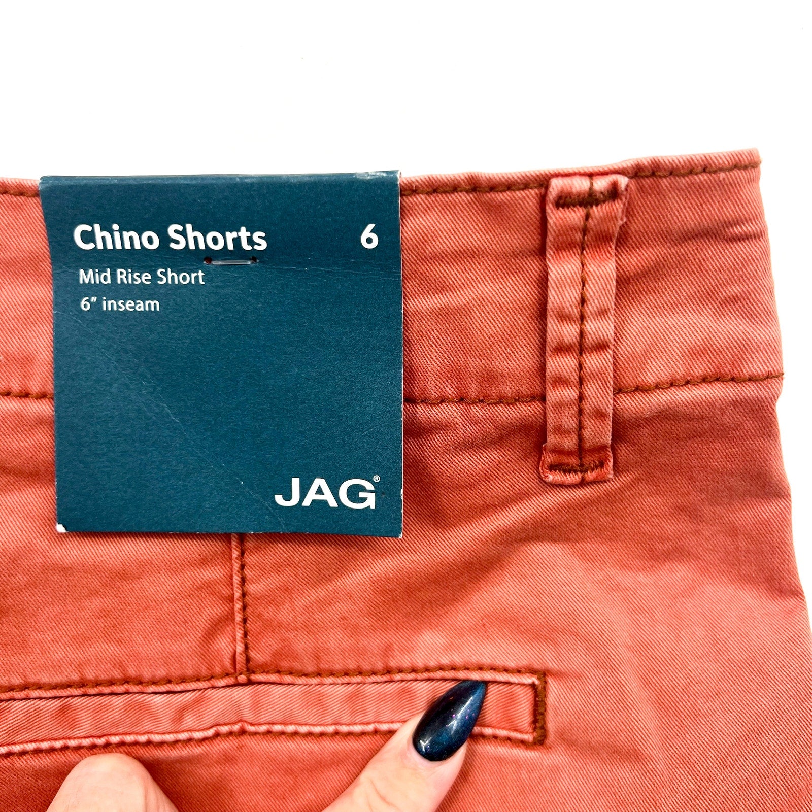JAG JEANS Women's Fabric Dyed Chino Mid Rise Shorts Size 6 Orange Chutney NWT