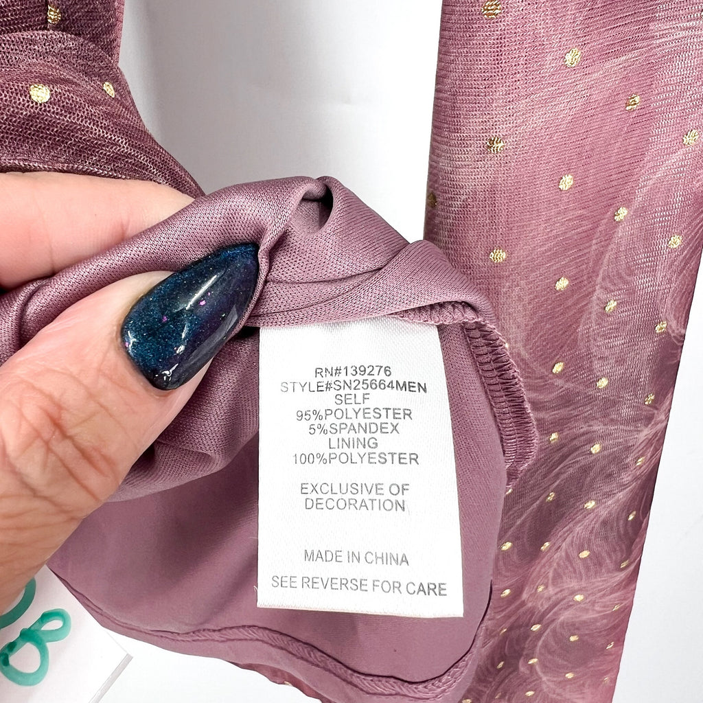 Stitch Fix LES SEREIN Womens Sequin Sheer Top Medium Purple Long Sleeve NWT