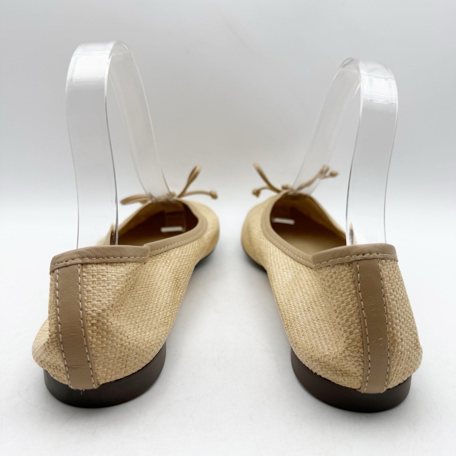 Schutz Womens Arissa Straw Ballet Flats US 8.5 Beige Woven Bow NWOB