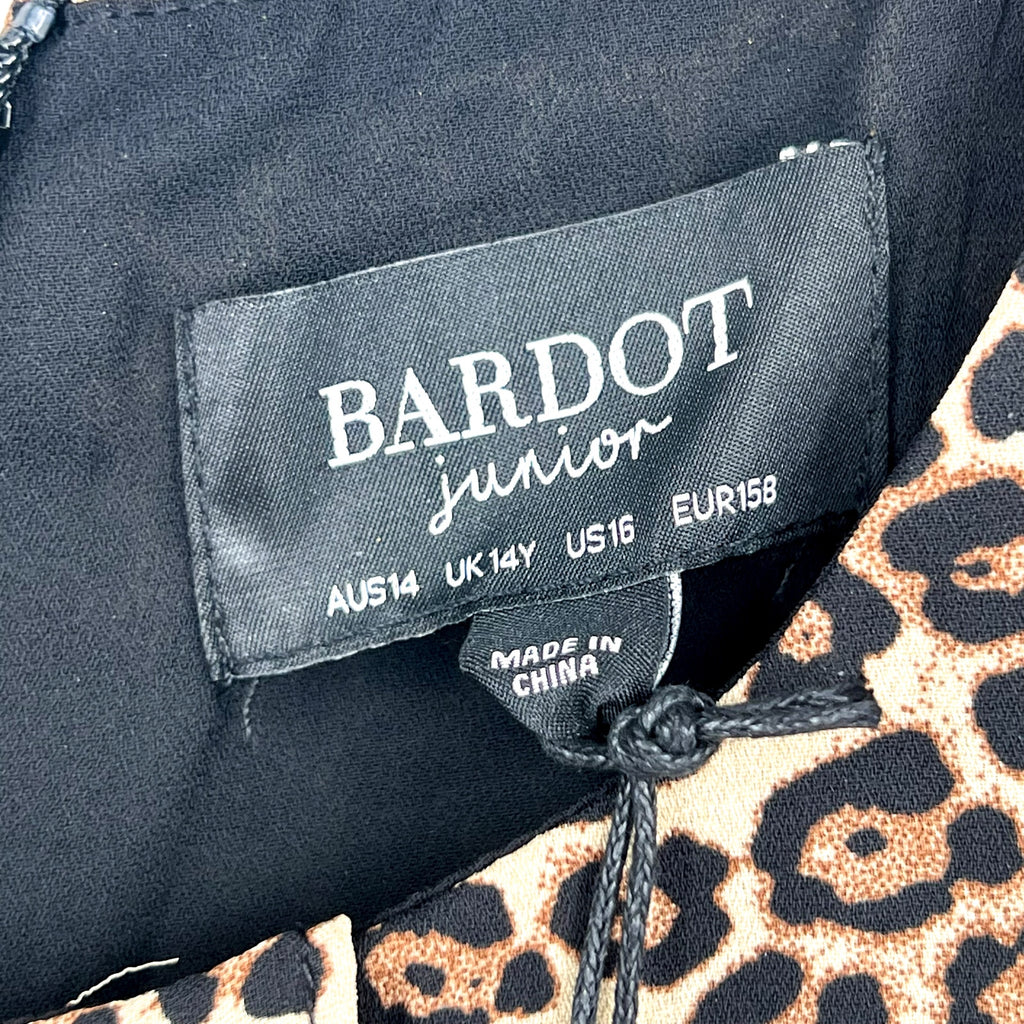BARDOT Girl's Tia Rara Tiered Dress LARGE Size 16 Leopard Print Ruffle NWT