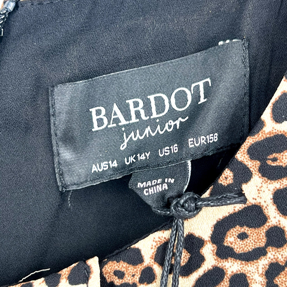 BARDOT Girl's Tia Rara Tiered Dress LARGE Size 16 Leopard Print Ruffle NWT