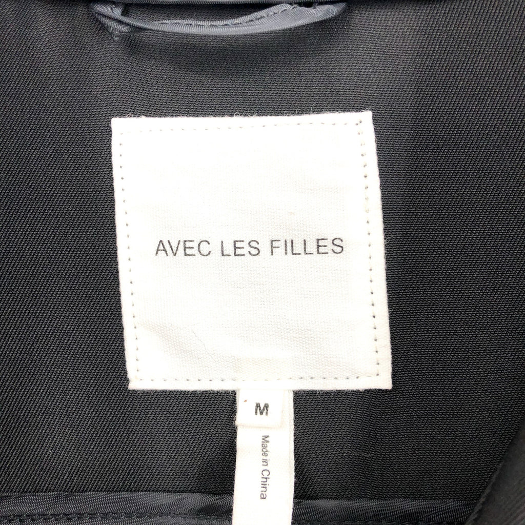 AVEC LES FILLES Womens Drape-Front Trench Coat Medium Black Belted Stretch NWT