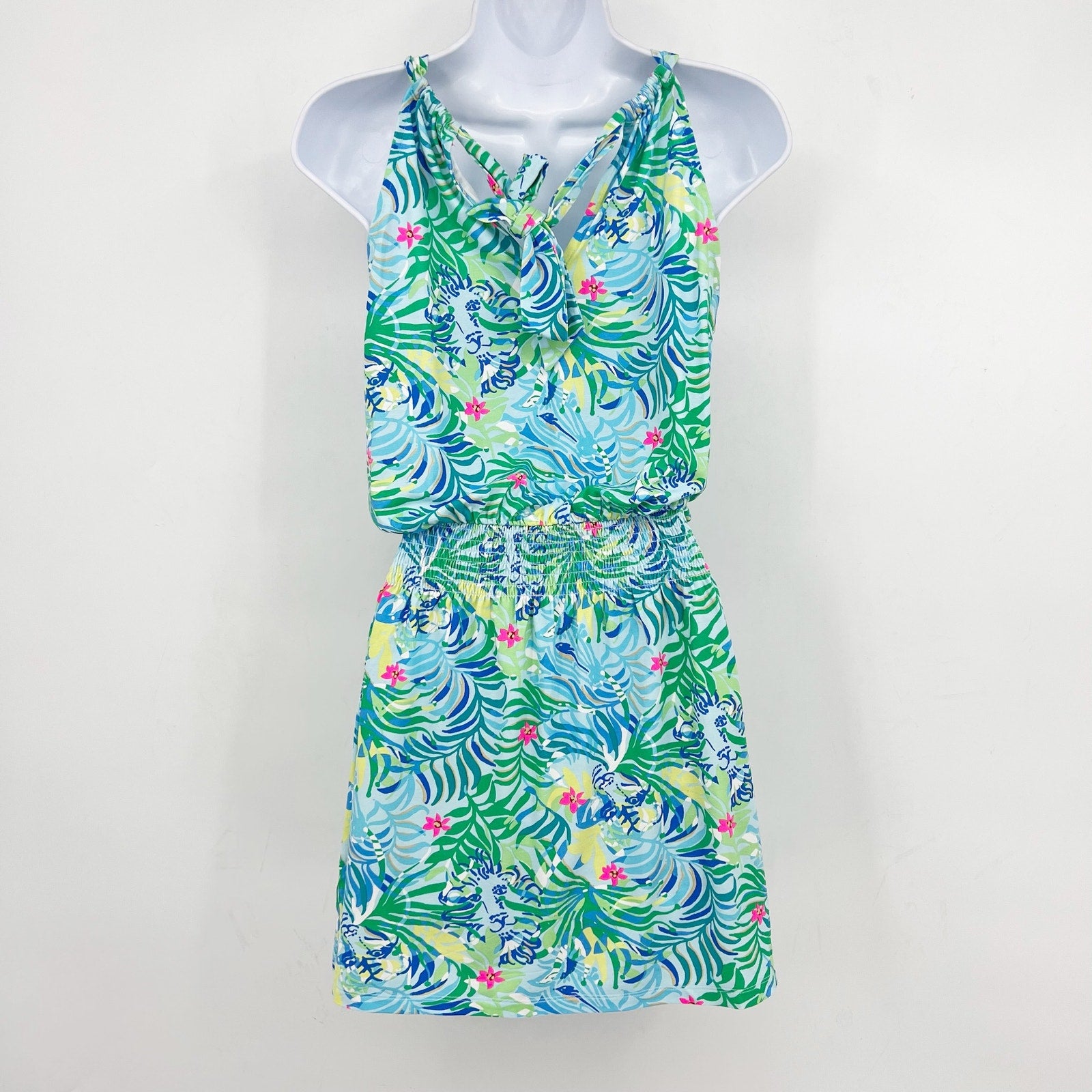 LILLY PULITZER Women's Shirelle Skirted Romper XS Green Via Parigi Lion NWOT