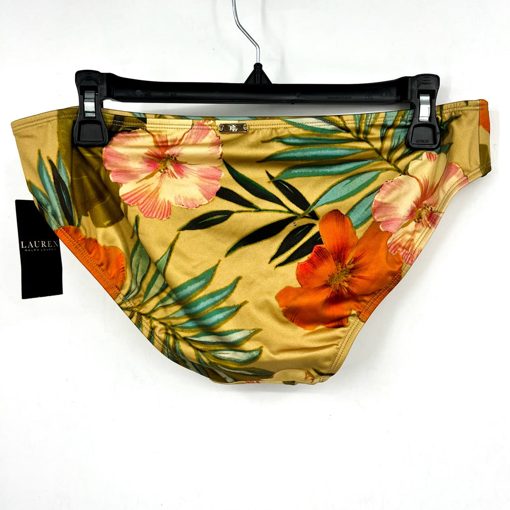 LAUREN RALPH LAUREN Hipster Bikini Bottom Size 10 Gold Island Tropical Print NWT