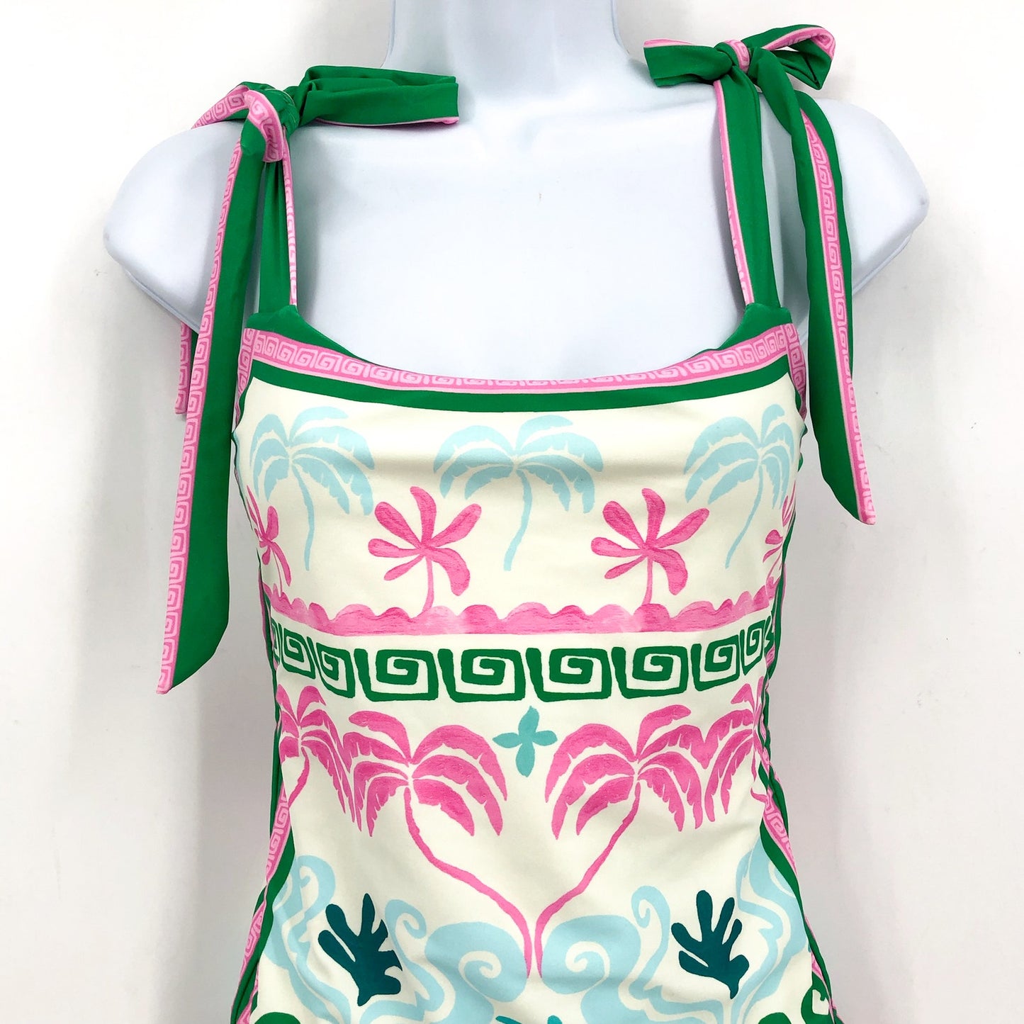 BEACH RIOT Women's Shona One Piece Swimsuit Small White Tropical Palm Print