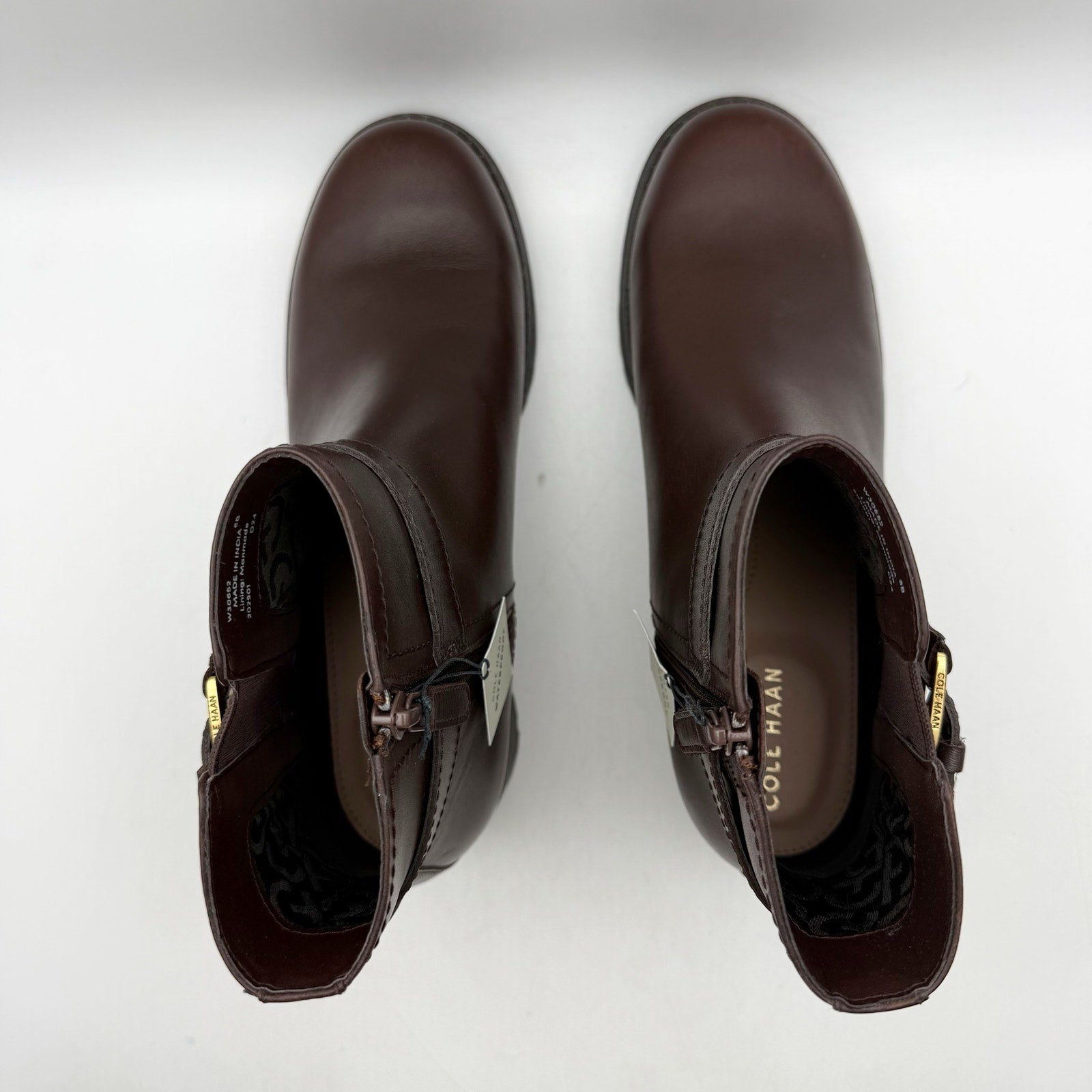 Cole Haan Womens Catherine Ankle Booties US 8 B Brown Leather Waterproof NIB