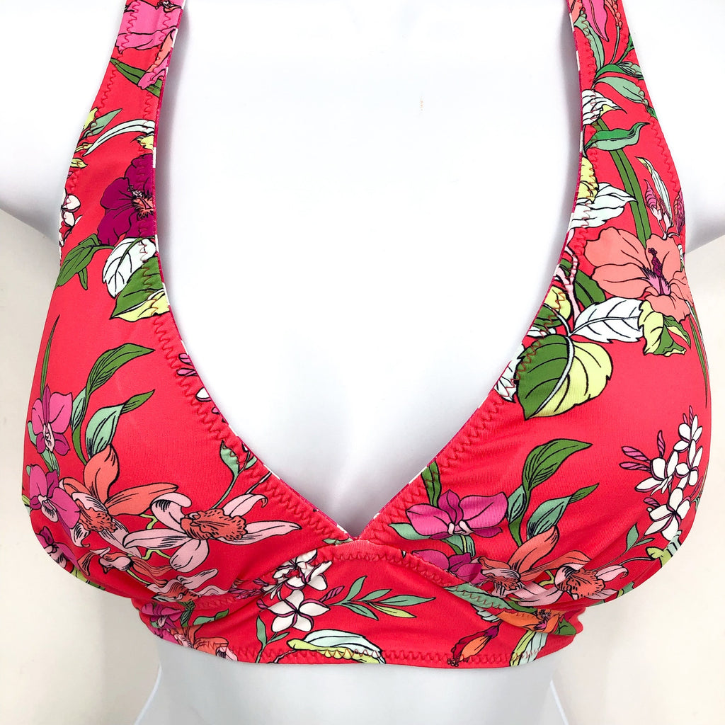 TOMMY BAHAMA Summer Floral Reversible Halter Swim Top Medium Passion Pink NWT