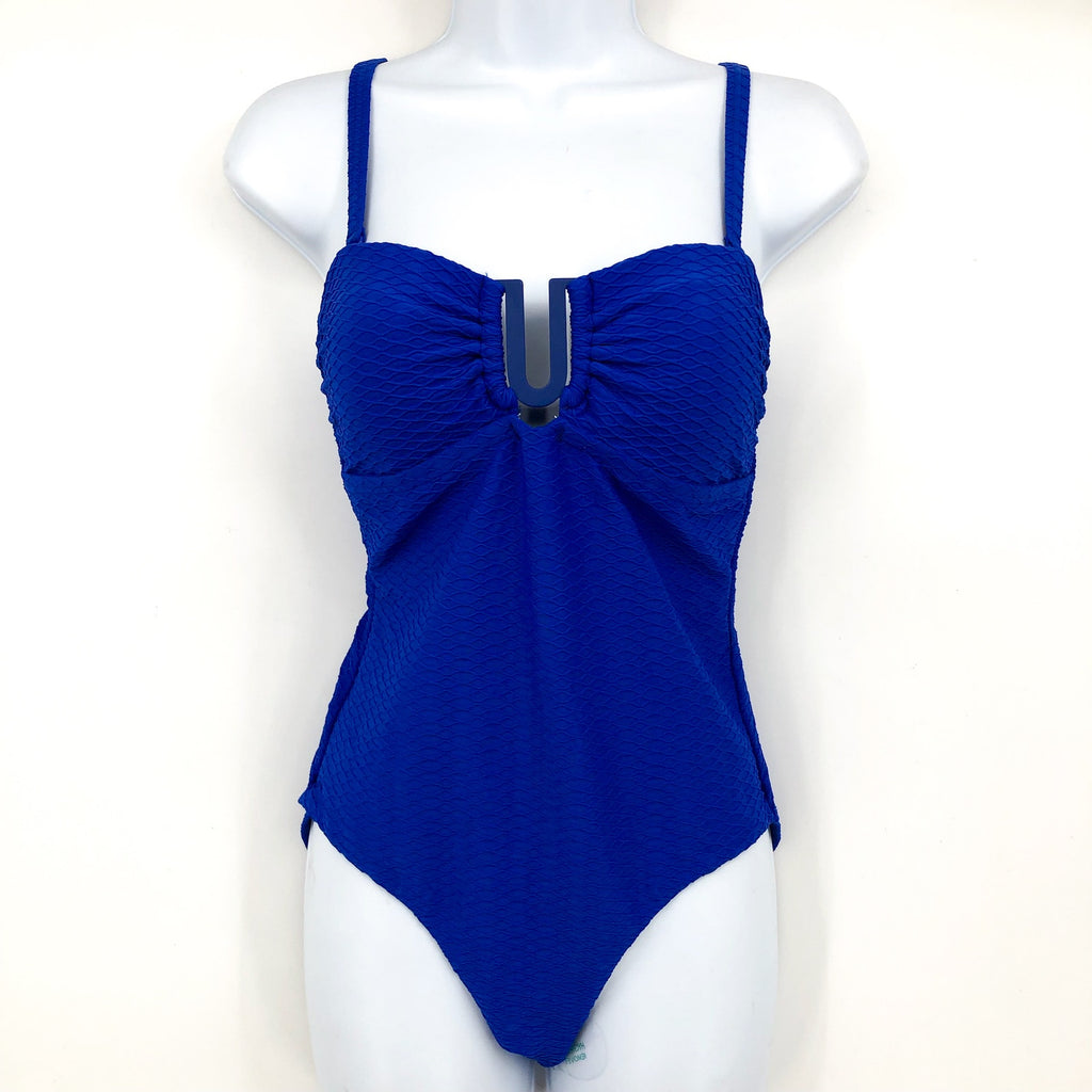 SEA LEVEL SWIM Honeycomb U Bar Bandeau One Piece Swimsuit Size 8 Cobalt Blue NWT