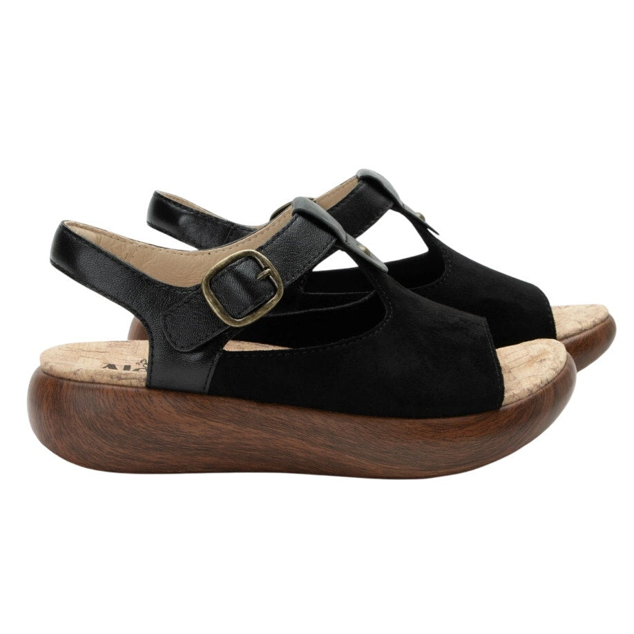 Alegria Womens Betsie Stretch Sandals EU 42 US 11.5-12 Black Leather NWOB