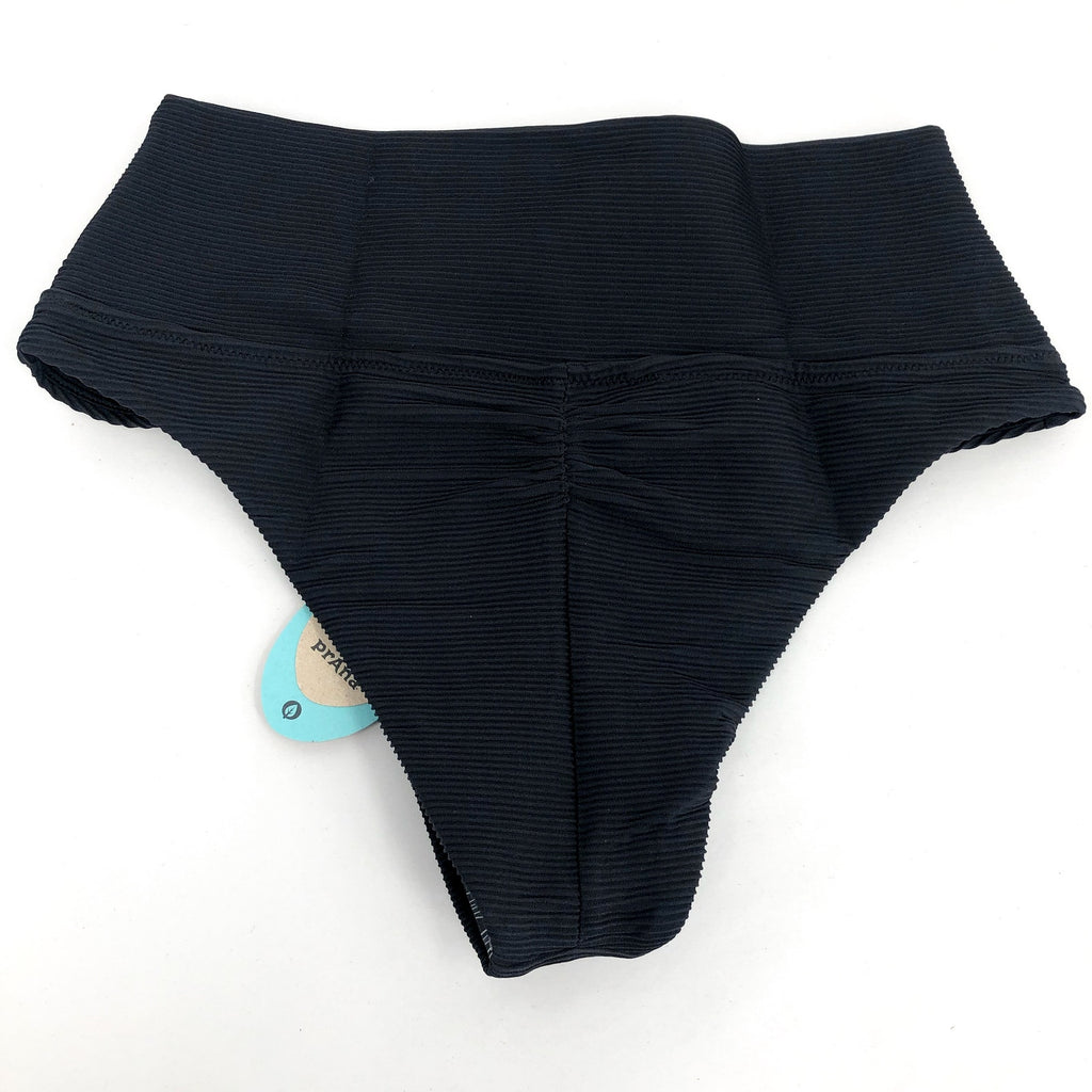 PRANA Women's Aurelia Bikini Bottom XL Black Ottoman High Waist Swim NWT