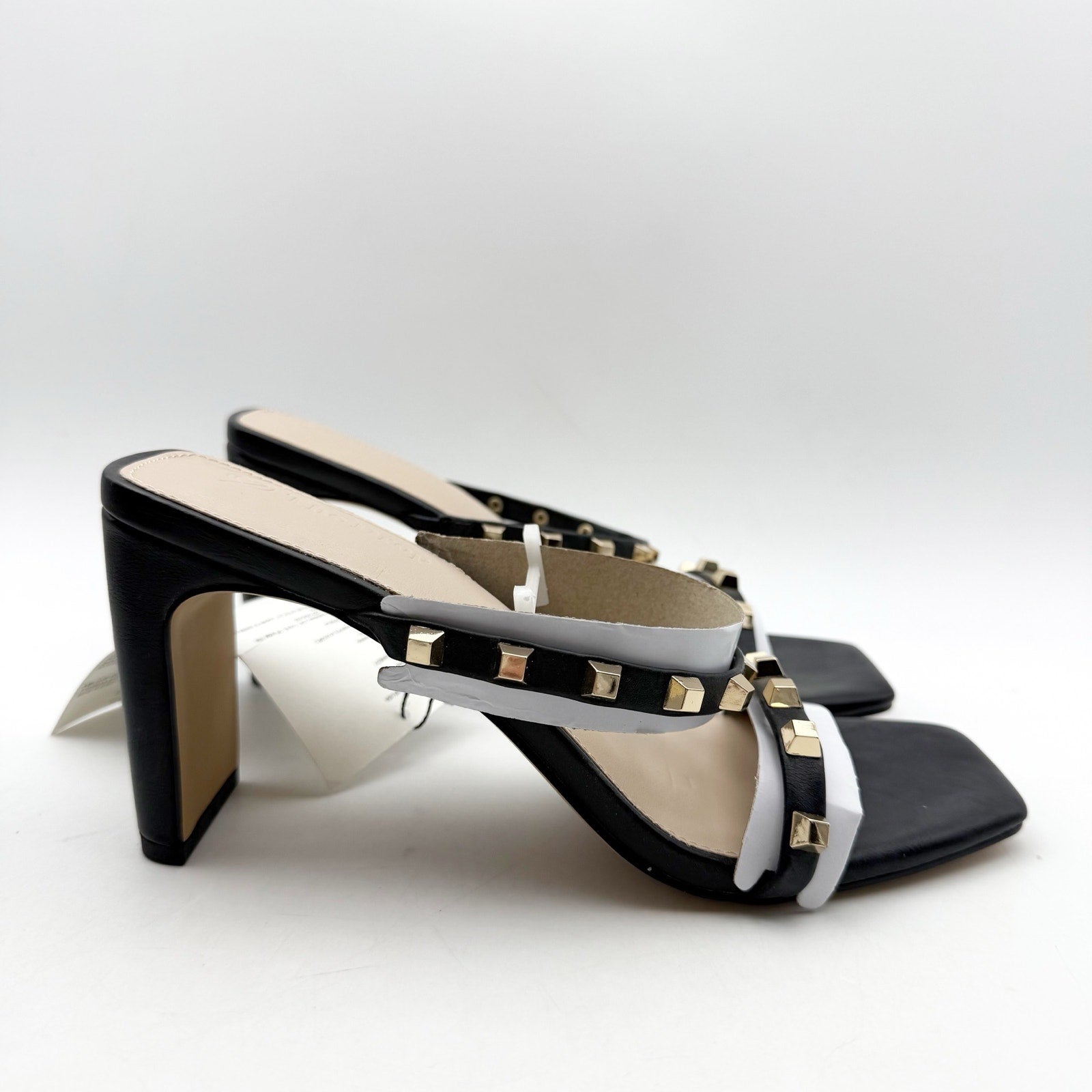 The Drop Womens Avery Heeled Sandals US 8 EU 39 Black Gold Studded NWOB