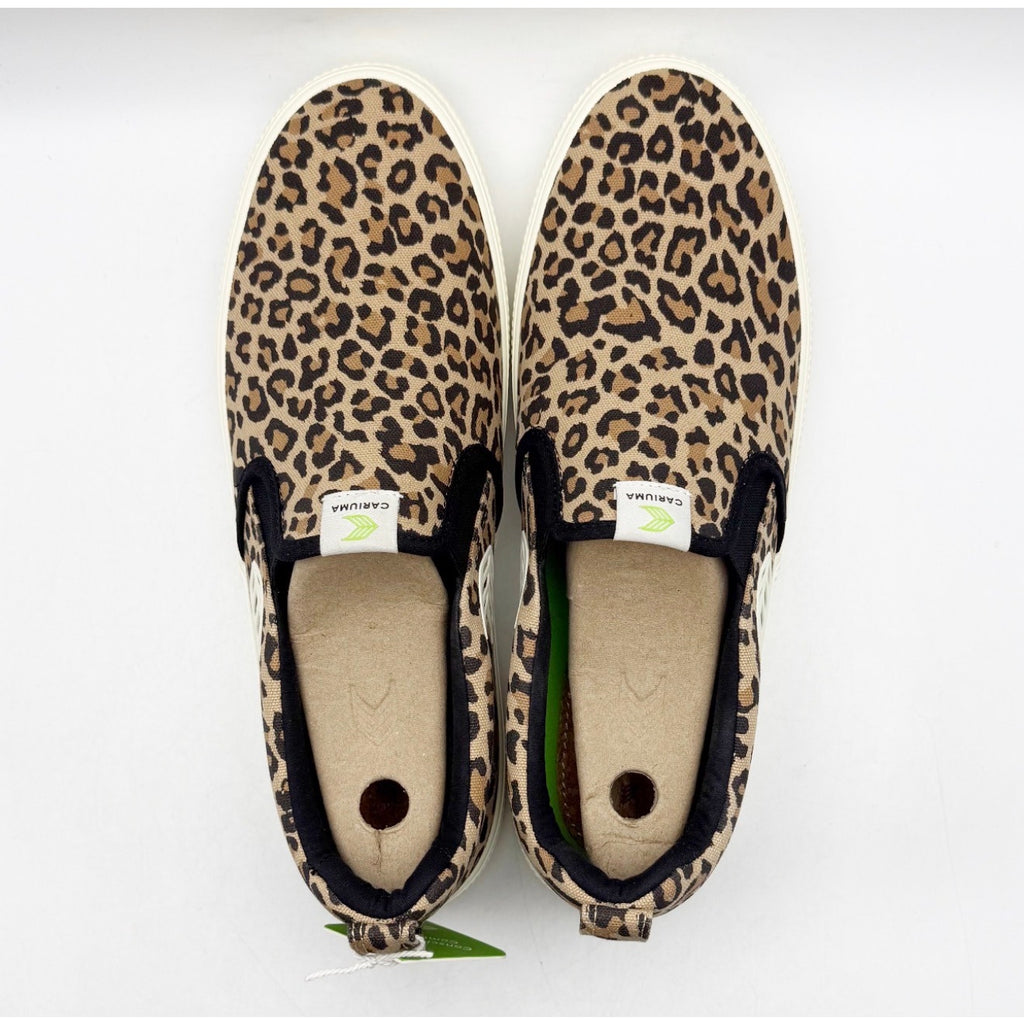 Cariuma Slip-On Canvas Sneakers Mens 10.5 Womens 12 Leopard Tan NIB