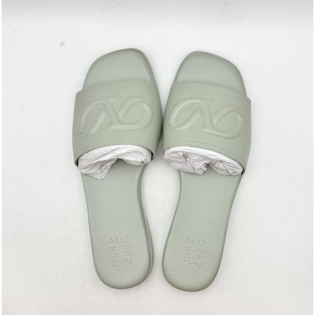 Naturalizer Womens Genevieve Slide Sandals Size 8.5 WIDE Grey Green Leather NIB