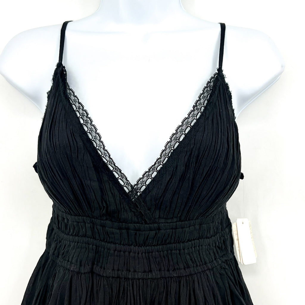 FREE PEOPLE Women's One Delia Slip Dress Medium Black Sundress Gauze NWT